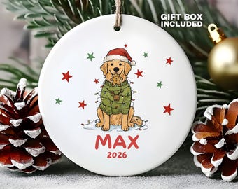 Golden Retriever Ornament Personalized Golden Gifts Christmas 2026 Holiday Ornament, Family Pet Golden Lover Keepsake