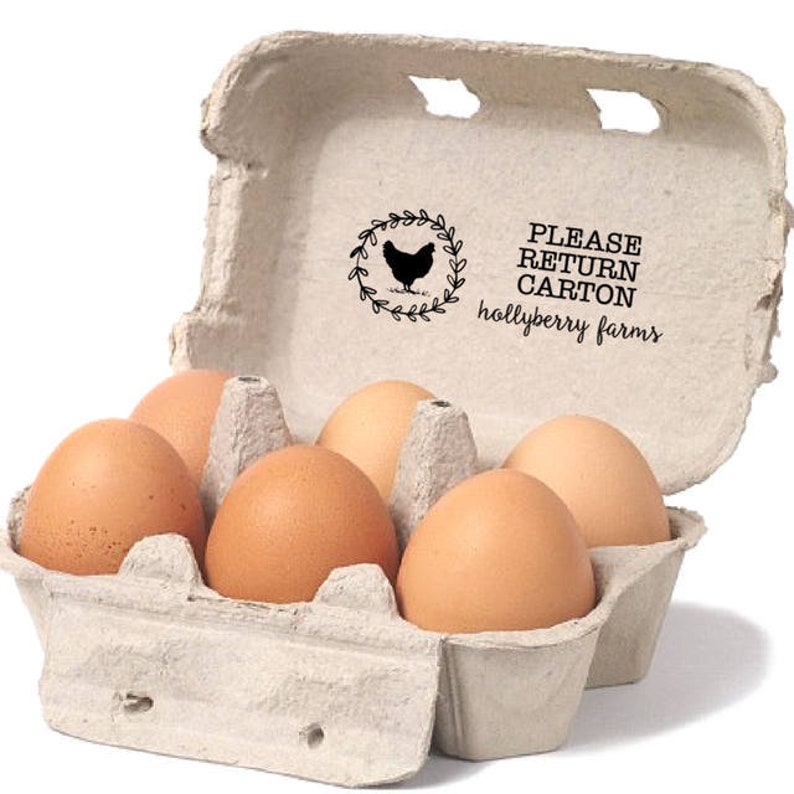 Please Return Cartons Vintage Hen in Wreath Design Reusable Egg Cartons Stamp Eco-Friendly Gift For Farm Backyard Chicken Coop Decor