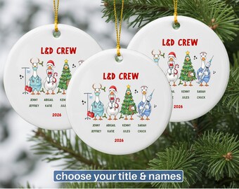 Personalized L&D Nurse Ornament Set Labor Delivery Crew Gift Custom Nurse Squad Group Matching Bulk Christmas Ornaments Nurse Team Gift 2026
