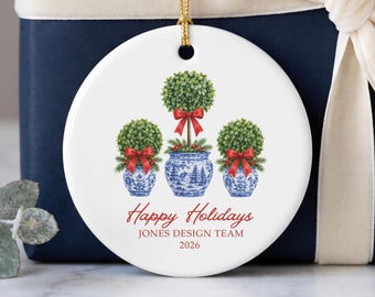 Personalized Business Ornament Client Appreciation Gifts Custom Company Team Group Holiday Ornament, Corporate Bulk Thank Yous Chinoiserie