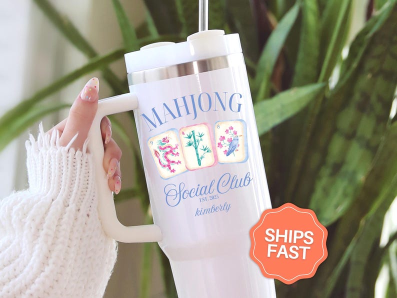 SouthernPaperAndInk Mahjong Social Club Tumbler - Thumbnail 4