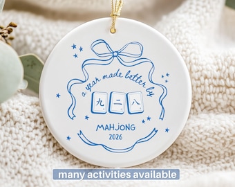 Mahjong Gift Mahjong Ornament Matching Group Keepsake 2026 Mahjong Player Game Night Gift, Mahjong Lover Present For Friend Group