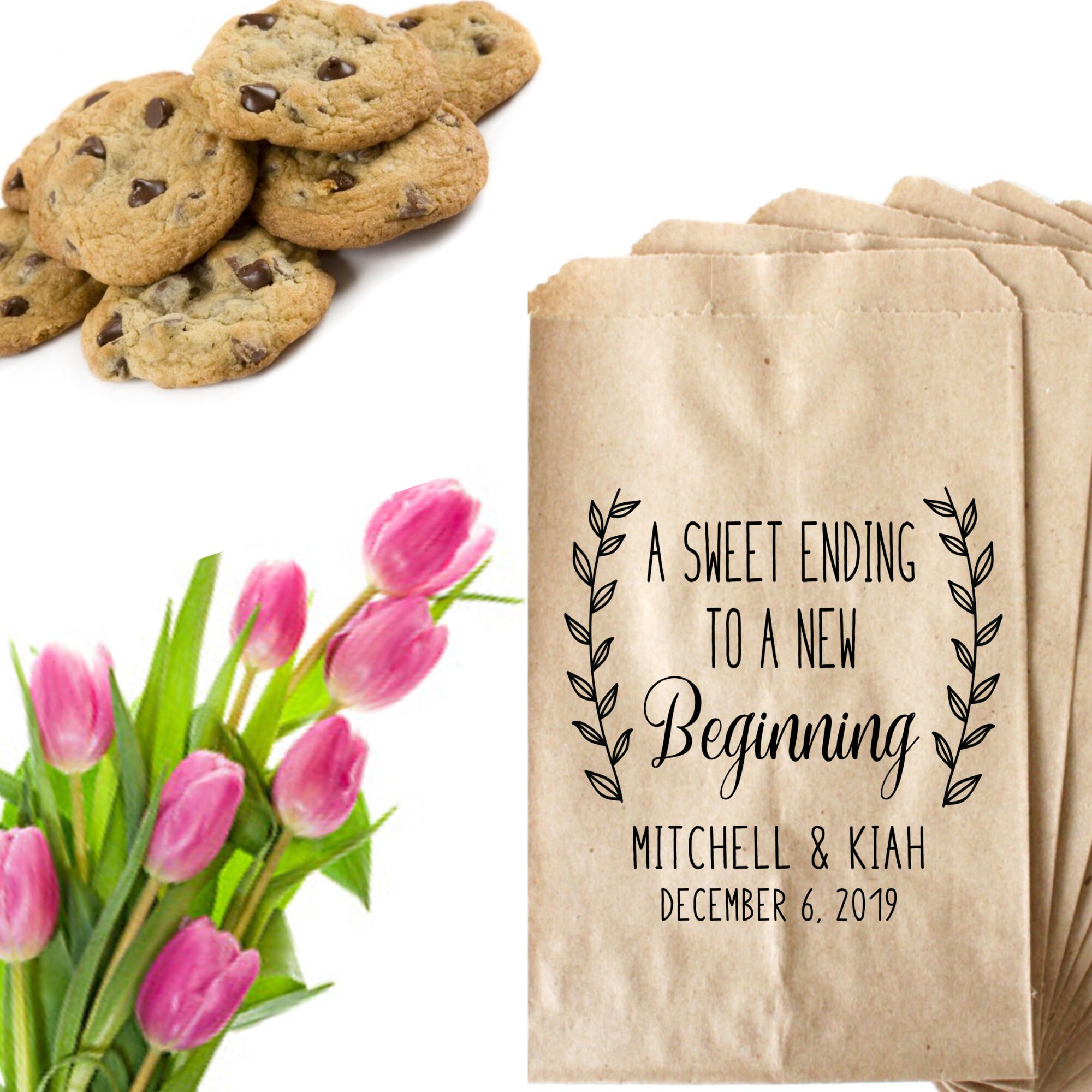 Wedding Cookie Bag Goodie Bag Custom Stamp Sweet Ending To Etsy