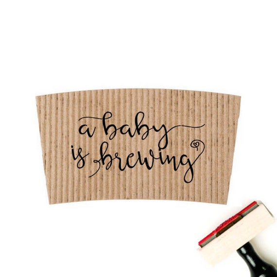 Baby Shower Coffee Sleeve Stamp A Baby Is Brewing Coffee Etsy
