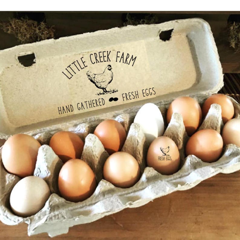 Egg Carton Stamp Personalized Chicken Egg Cartons Custom Farm Chicken Coop Gift, Hand Gathered Hen Duck Quail Fresh Eggs, Farm Name Logo image 7