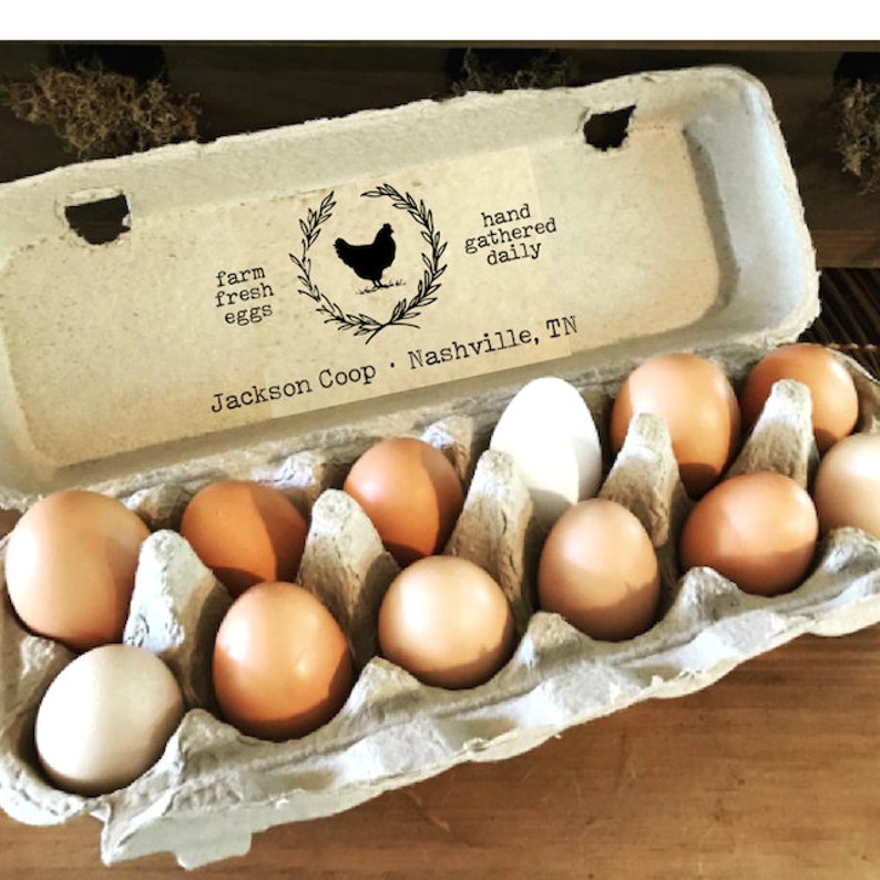 Custom Egg Cartons Stamp Chicken Farmer Gift, Hobby Farm Personalized Egg Cartons, Backyard Hens Coop Stamp, Fresh Eggs Stamper Accessories image 6