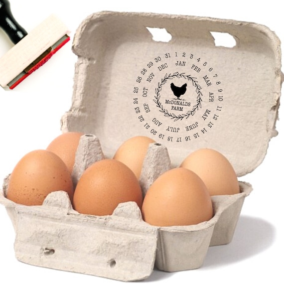 Custom Egg Carton Stamp, Egg Date Stamp, Custom Egg Cartons Farm Stamp, Calendar Stamper Date Laid, Egg Packaging Supply, Farmers Market Tag