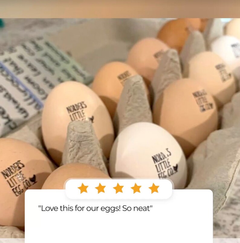 EGG STAMP CUSTOM Chicken Egg Stamps Personalized Egg Stamper, Farm Name Stamp Funny Chicken Owner Gift, Farmers Wife Coop Gift Chicken Lover image 4