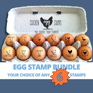 Egg Stamp Set Chicken Egg Stamps Bundle Cute Chicken Sayings Egg Stampers, Funny Chicken Coop Gift Farmer, Chicken Mom, Mini Rubber Stamps