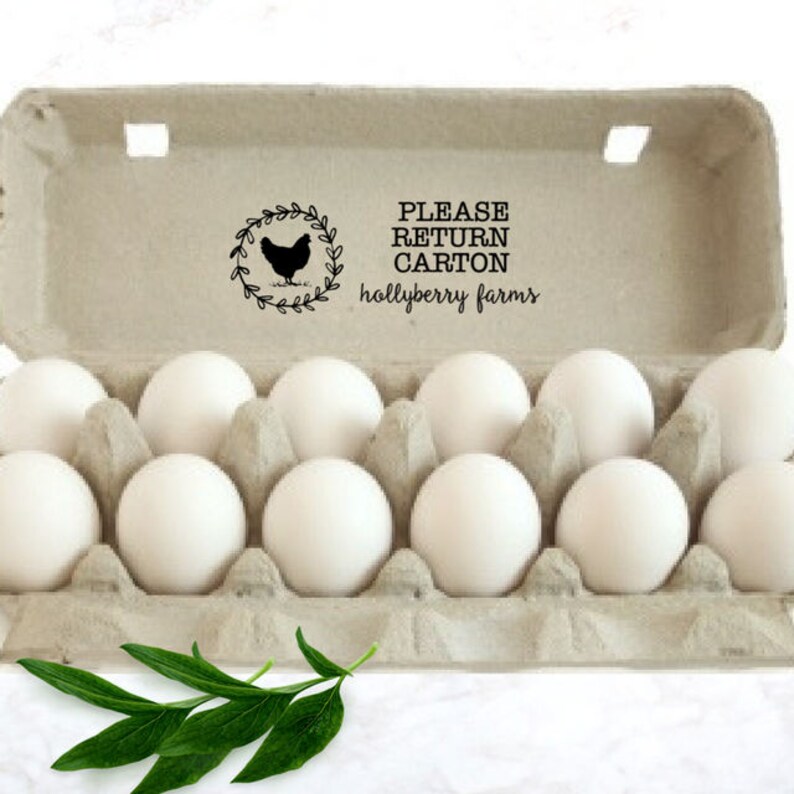 Please Return Cartons Vintage Hen in Wreath Design Reusable Egg Cartons Stamp Eco-Friendly Gift For Farm Backyard Chicken Coop Decor