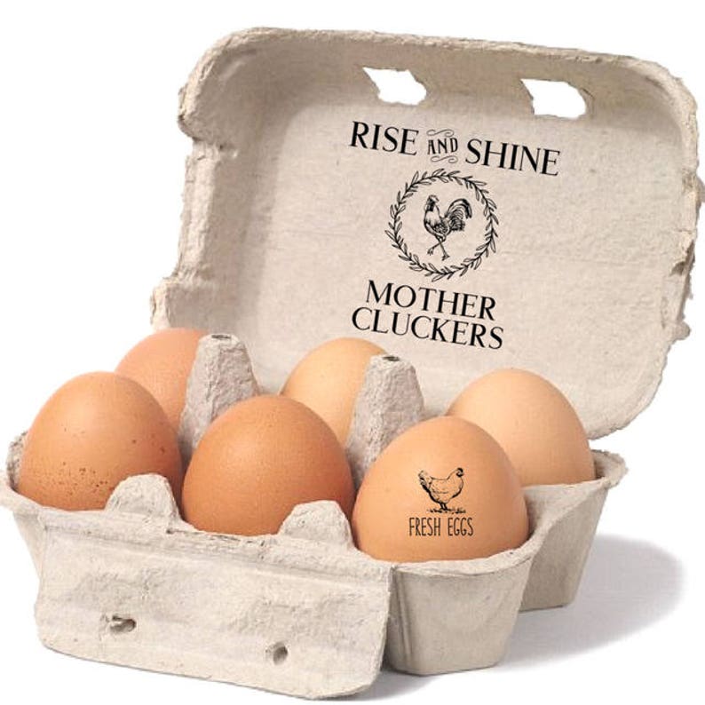 Funny Egg Cartons Stamp Rise And Shine Mother Cluckers Egg Etsy
