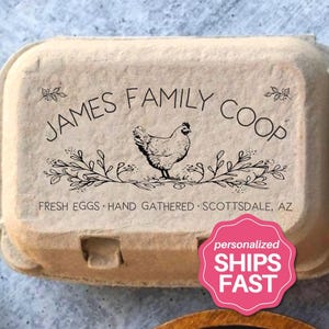 Egg Carton Stamp Personalized Chicken Gift, Custom Egg Cartons, Unique Backyard Farmer Coop Idea, Hand Gathered Fresh Eggs, Farm Name Logo