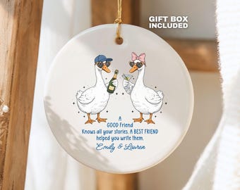Best Friend Ornament Personalized Best Friends gift, Goose Besties Christmas Ornament BFF Names Xmas Keepsake 2026 Friendship Gift