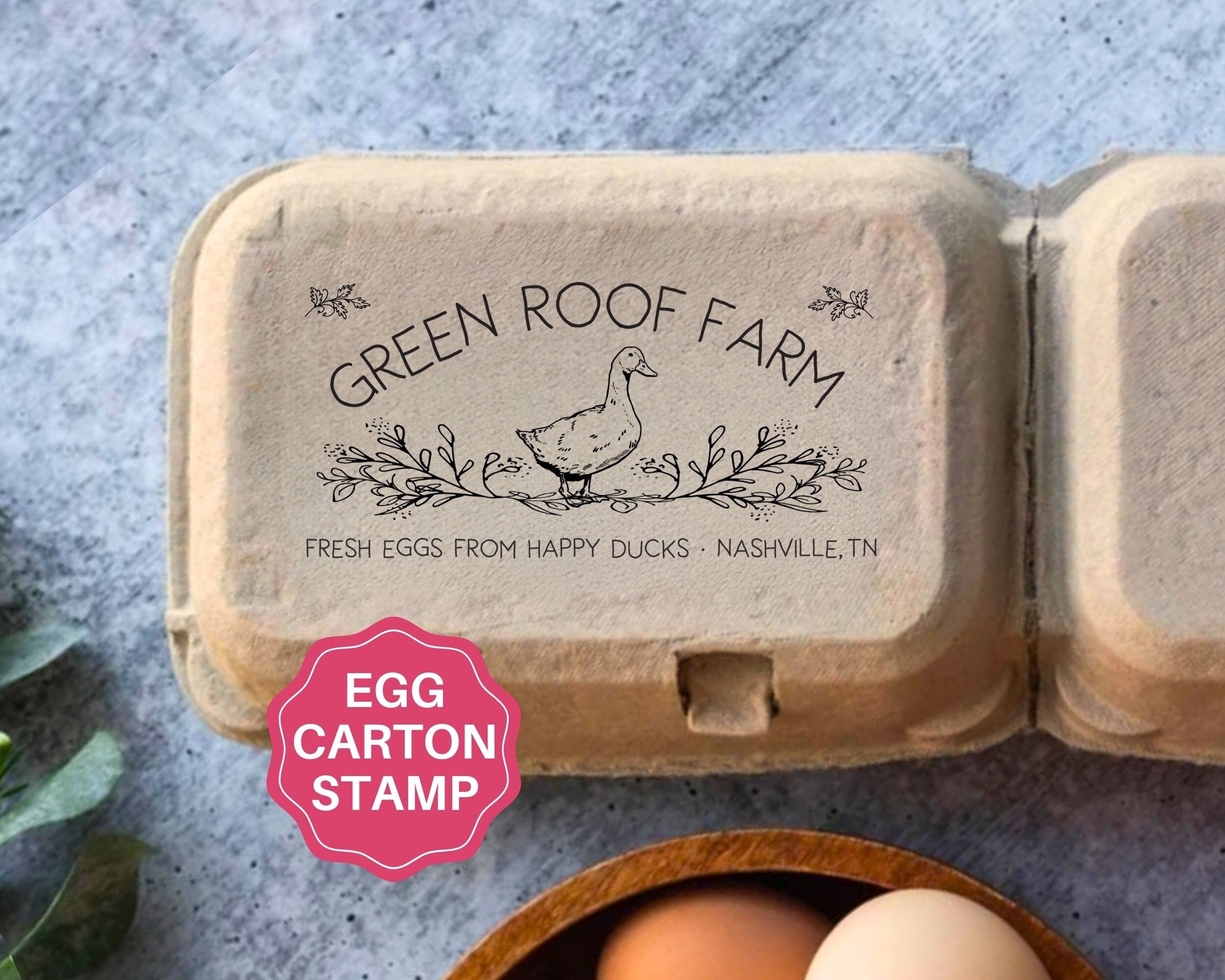 Farm Fresh Duck Egg Carton Perpetual Calendar Date Gathered Square Rubber  Stamp for Stamping Crafting