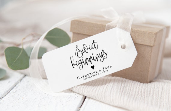 Personalized Wedding Rehearsal Stamp - Sweet Beginnings Bridal Shower Favor Tags - Sweets Table Accessory - Wedding Party Edible Gift Tags Il_570xn