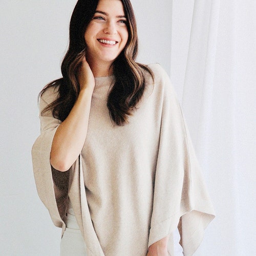 Women's Organic Cotton Knit Poncho 