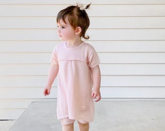 SALE-Knit Baby Girl Dress Top, Pockets & Bow, Short Sleeve - Classic, Super Soft, Cute, Cozy, All Season, Non Toxic