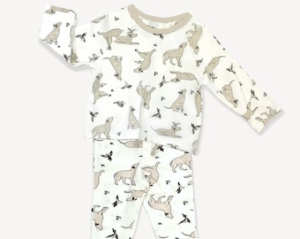 SALE - Kai Dog and Hummingbird Baby Long Sleeve Tee & Jogger Pants SET - Organic Cotton