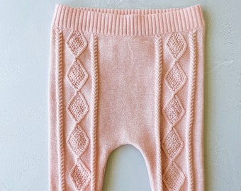 Cable Sweater Knit Baby Legging Pants (Organic) Super Soft, Organic Cotton, Knitted, Warm, Cozy