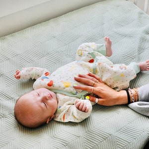 SALE-Veggie Salad Long Sleeve Kimono Romper (Organic Muslin)- Super Soft, Pure, Natural, Comfy, Baby Shower Gift