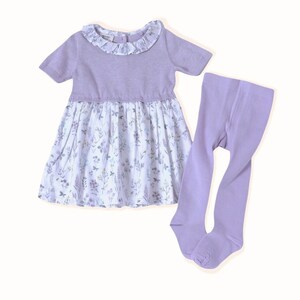 SALELavender Floral Sweater Dress & Tights 2pc Set Super Soft, Comfy, Cute, Eco-friendly image 3