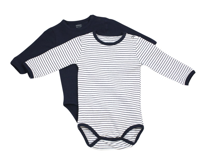 Organic Cotton Jersey Baby Romper Stripe Bodysuit SET Long | Etsy