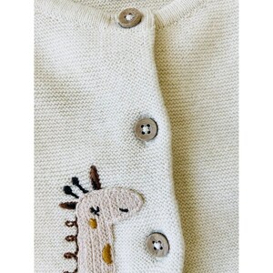 Animal Safari Embroidered Sweater Knit Cardigan Super Soft 100% Organic Cotton, Knitted, Warm, Cozy, Luxurious, Eco-Friendly image 9