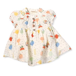 Veggie Puff Sleeve Muslin Dress Bloomer Organic MuslinSuper Soft, Comfy, Cute, Eco-friendly Veggie