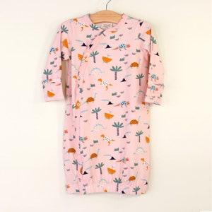 DINO Print Baby Kimono Sleep Gown (Organic Cotton) - Super Soft, Pure, Natural, Comfy, Baby Shower Gift