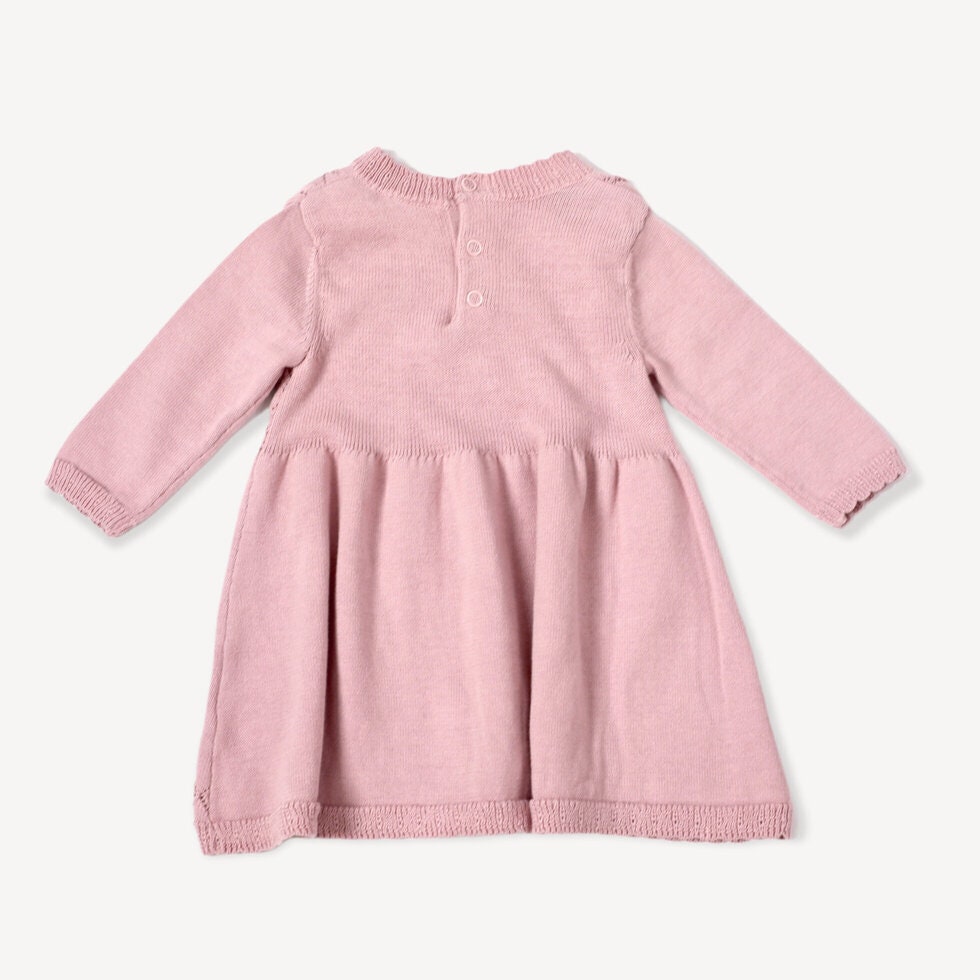 Milan Earthy Knit Baby Pointelle Dress (Organic Cotton)Super Soft, Cozy, Natural, Comfy, Eco-Friendly