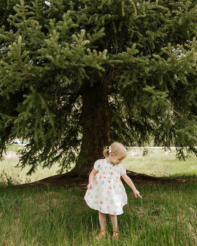 Veggie Puff Sleeve Muslin Dress Bloomer Organic MuslinSuper Soft, Comfy, Cute, Eco-friendly image 3