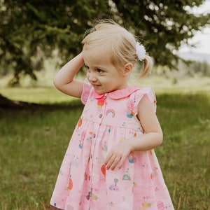 SALE-Fly Away Balloon Collar & Button DressBloomer Set Organic Muslin Super Soft, Comfy, Cute, Eco-friendly image 1