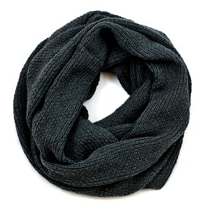 Men's Knit Infinity Scarf 8 Colors, 100% Organic Cotton, Super Soft, Lightweight, Chunky, Thick, Warm, Cozy, Breathable, Eco-Friendly Charcoal Heather