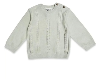 Classic Cable Knit Baby Pullover Sweater (Organic Cotton)