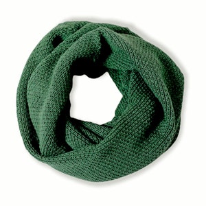 Men's Knit Infinity Scarf 8 Colors, 100% Organic Cotton, Super Soft, Lightweight, Chunky, Thick, Warm, Cozy, Breathable, Eco-Friendly Pine Green