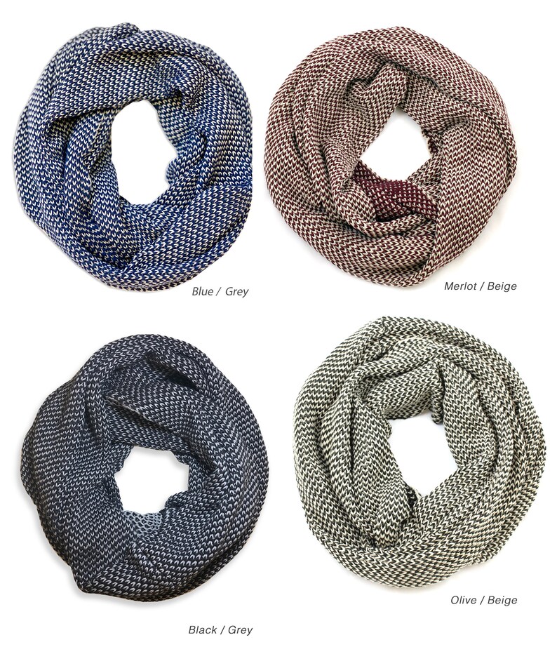 Men's Knit Infinity Scarf 8 Colors, 100% Organic Cotton, Super Soft, Lightweight, Chunky, Thick, Warm, Cozy, Breathable, Eco-Friendly image 6