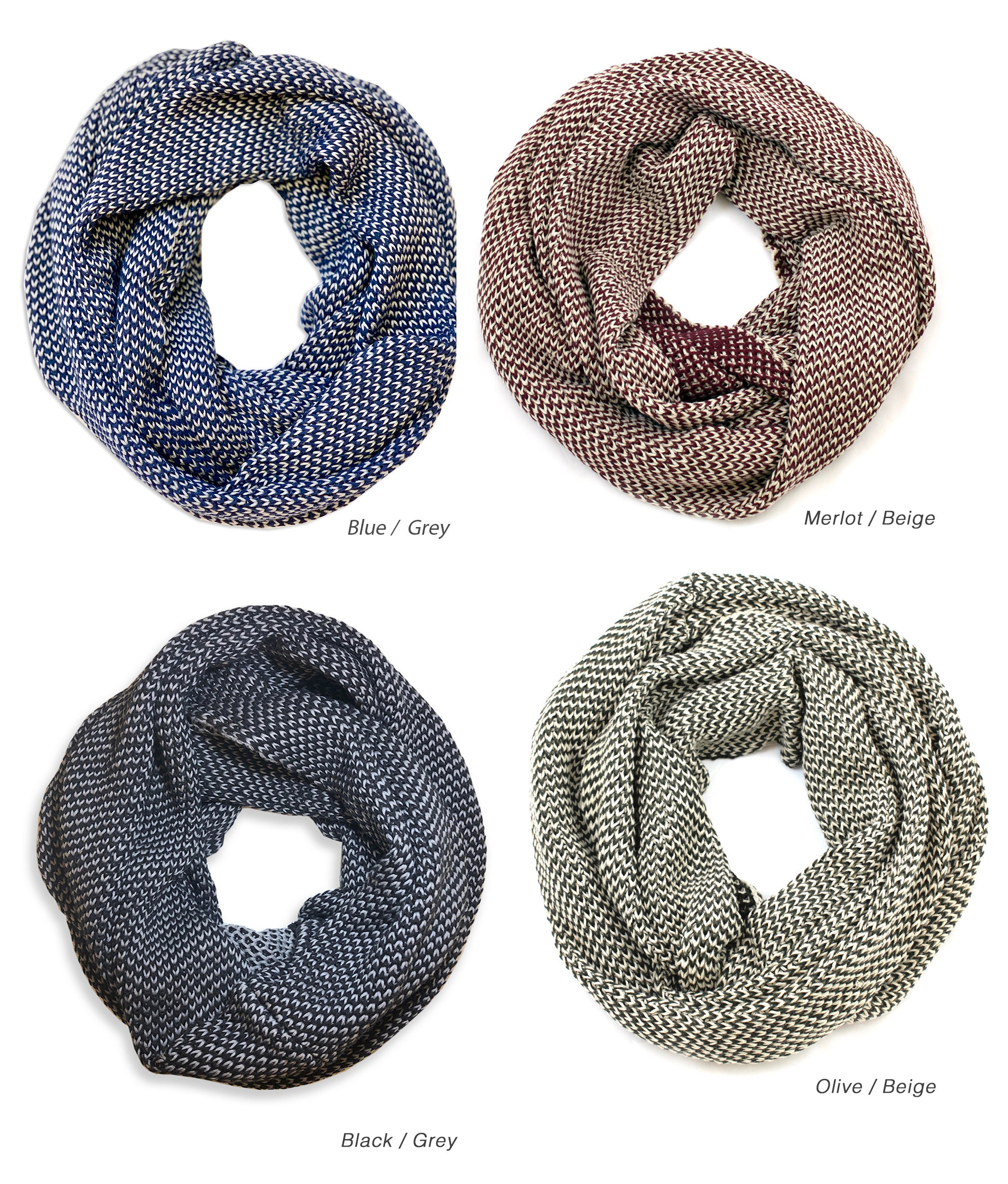 Men's Knit Infinity Scarf 8 Colors 100 Organic Cotton Etsy UK