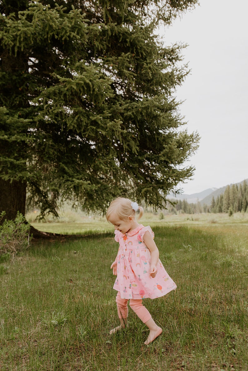 SALE-Fly Away Balloon Collar & Button DressBloomer Set Organic Muslin Super Soft, Comfy, Cute, Eco-friendly image 7