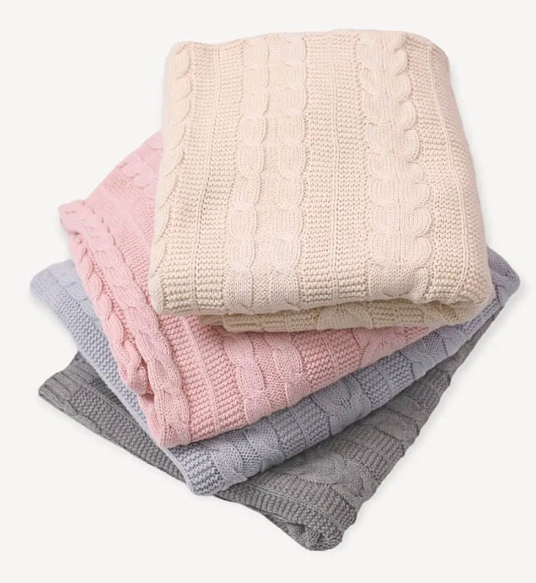 Classic Cable Sweater Knit Baby Blanket (organic Cotton) Etsy