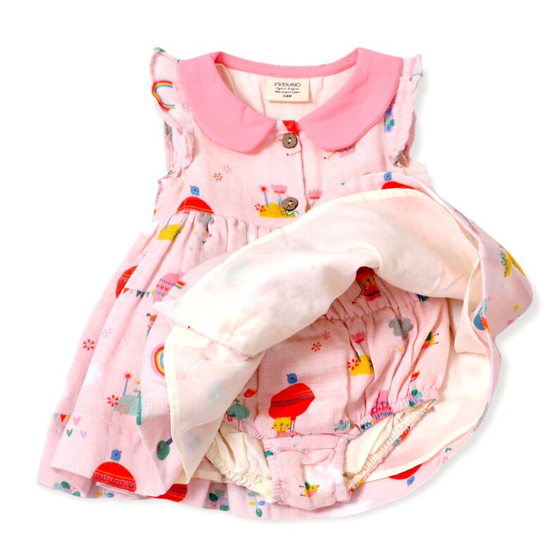 SALE-Fly Away Balloon Collar & Button DressBloomer Set Organic Muslin Super Soft, Comfy, Cute, Eco-friendly image 4