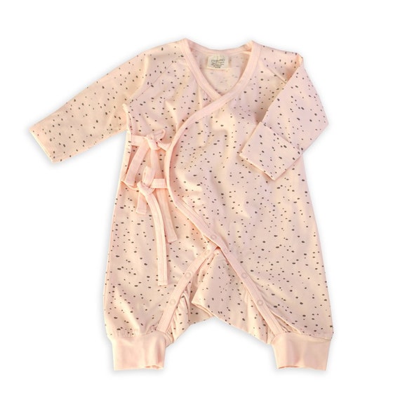Organic Cotton Baby Kimono Romper Coverall PEBBLE print Etsy