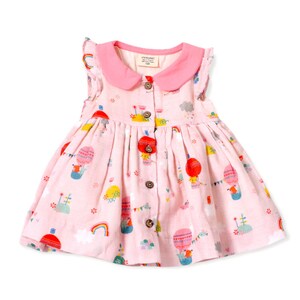 SALE-Fly Away Balloon Collar & Button DressBloomer Set Organic Muslin Super Soft, Comfy, Cute, Eco-friendly image 2