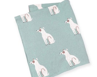 Dogs - Organic Cotton Jacquard Sweater Knit Baby Blankets