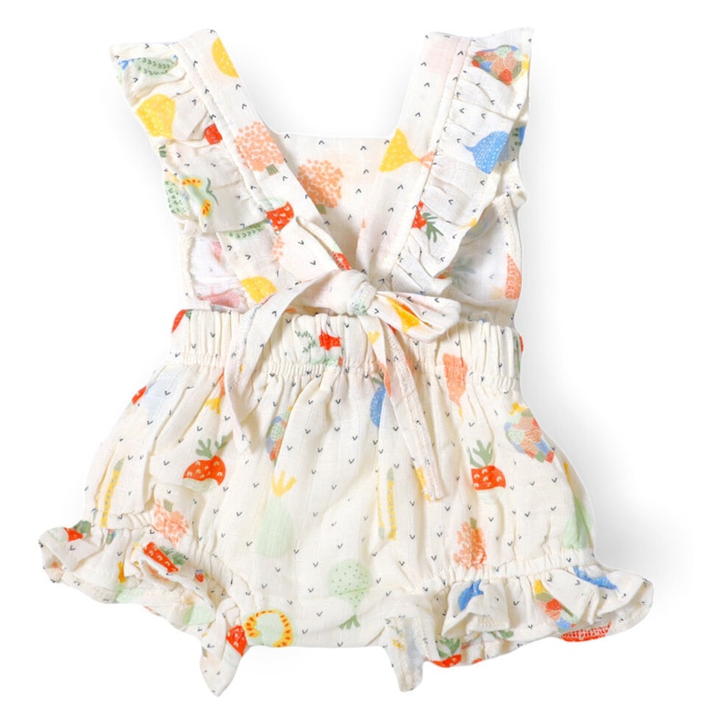 Veggie Ruffles Veggie Print Organic Muslin Romper – Ruffled Baby Outfit - Etsy
