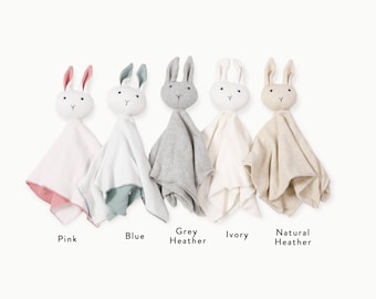 Bunny Organic Baby Lovey Toy Security Blanket Cuddle Cloth (6 colors)