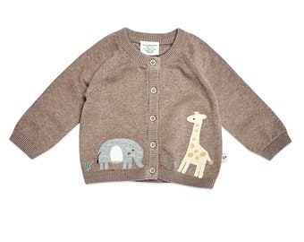 Elephant Giraffe Baby Cardigan Sweater (Organic) - 2 Colors