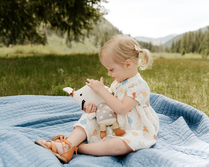 Veggie Puff Sleeve Muslin Dress Bloomer Organic MuslinSuper Soft, Comfy, Cute, Eco-friendly image 4