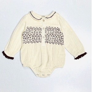 Hand Smocked Crinkle Muslin Baby Romper (Organic)