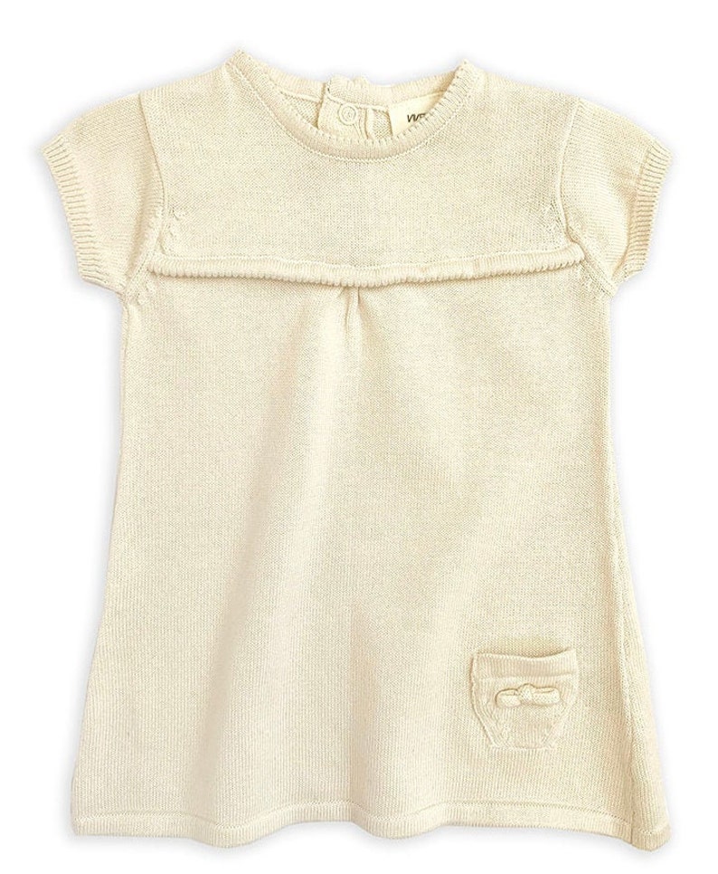 100 Organic Cotton Sweater Knit Baby Girl Dress Top Pockets Etsy