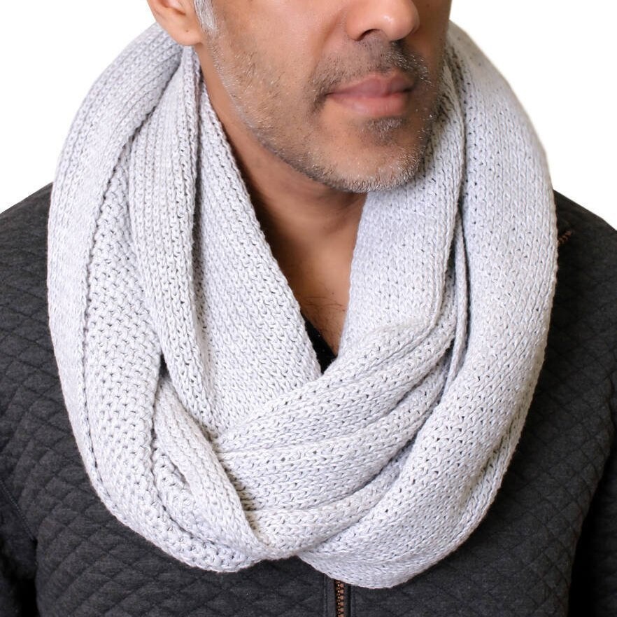 Men's Knit Infinity Scarf 8 Colors 100 Organic Cotton Etsy UK
